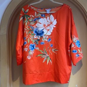 Soft Surroundings Floral Kimono Top Satin Oriental